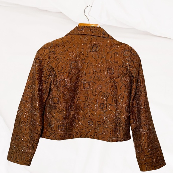Women's Size 0 Chico’s Silk Beaded Jacket Beautiful Design - Picture 3 of 15